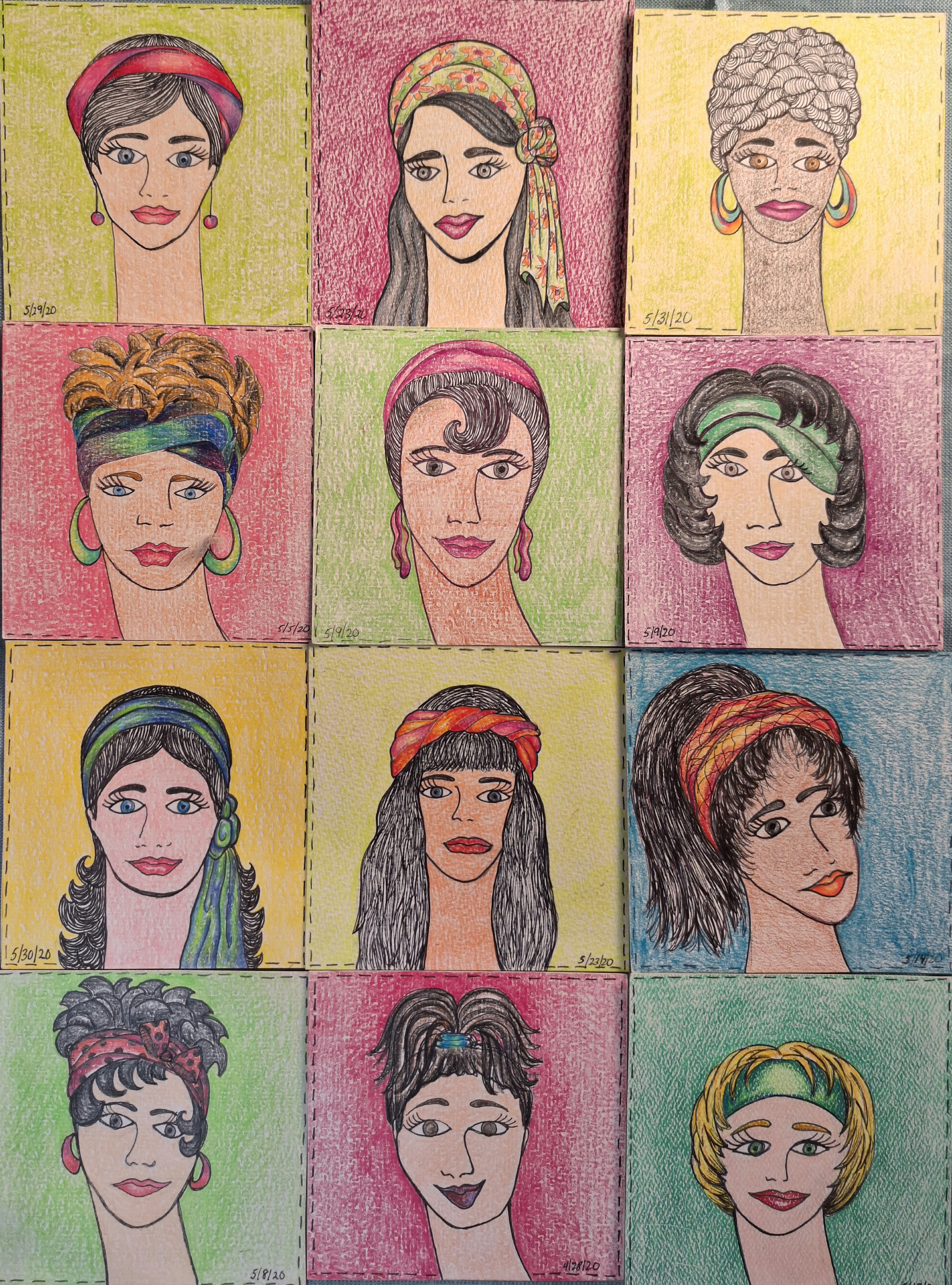 4×4 cafe portrait with soft bob and moss-green background