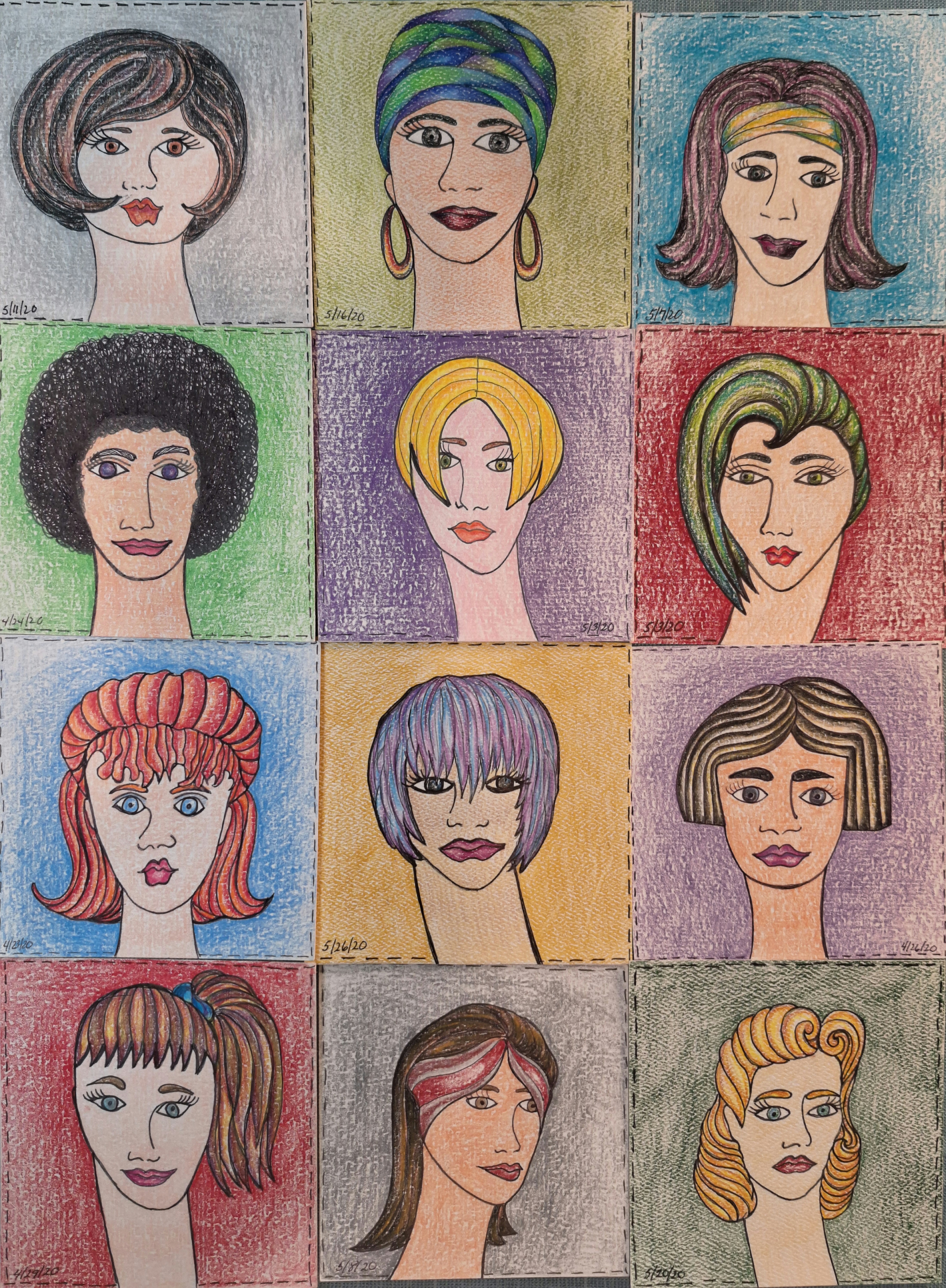 4×4 cafe portrait with bold afro and bright green backdrop