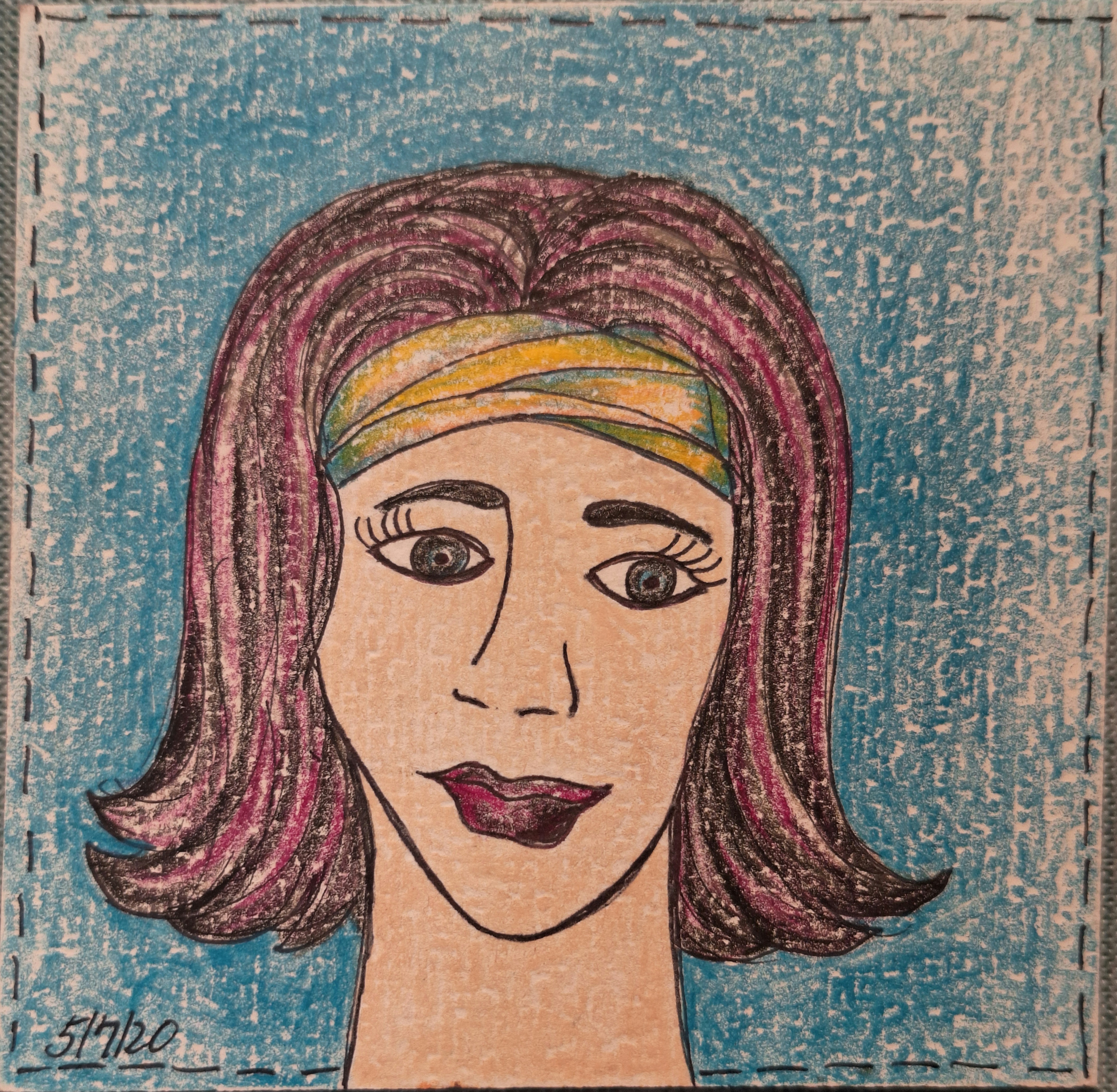 Cafe Girls hair-portrait tile with bold color blocks