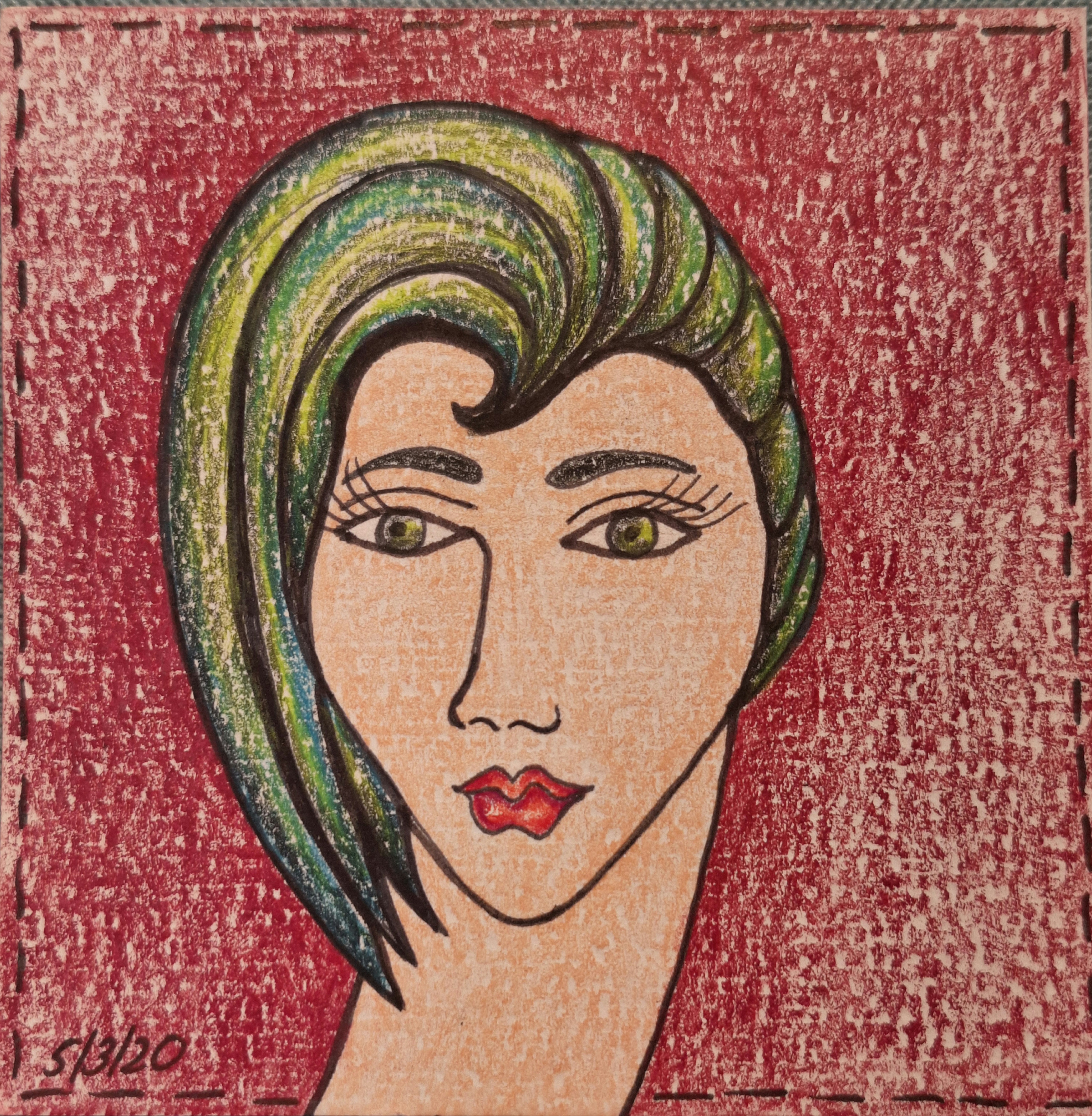 Tote bag with 4×4 hair-portrait tile