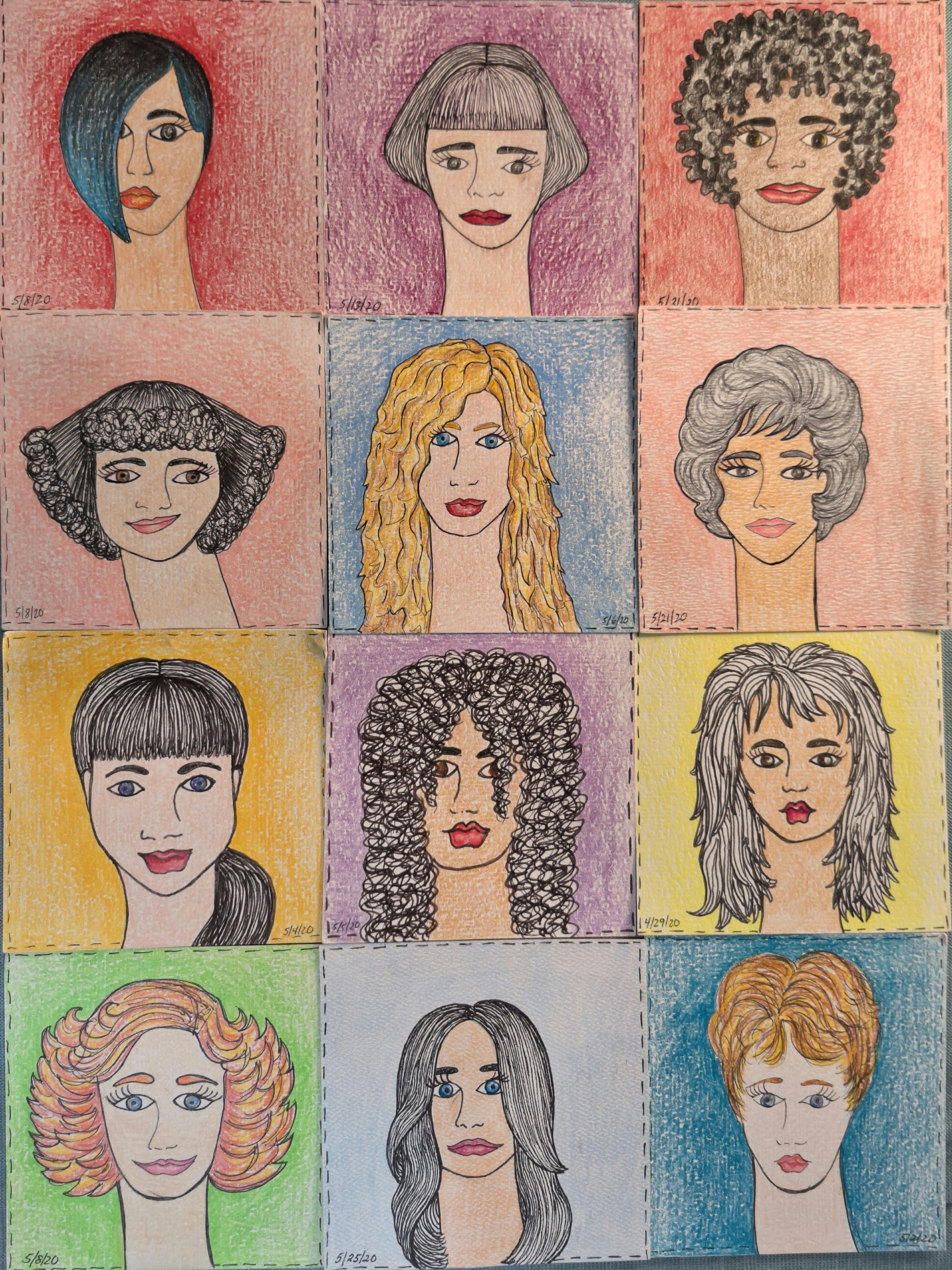 Salon wall with multiple 4×4 hair-portraits