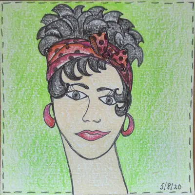 Bow, Then Breathe — hand-drawn café-girl portrait from Café Girls Volume 1 by Frances Catania